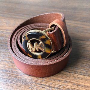 Michael Kors Brown Tortoise Shell Buckle Belt